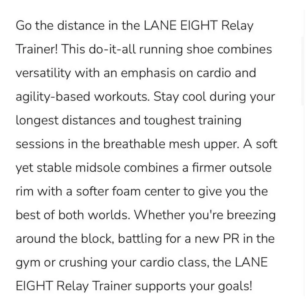 Lane Eight Relay Trainer Women’s size‎ 9.5